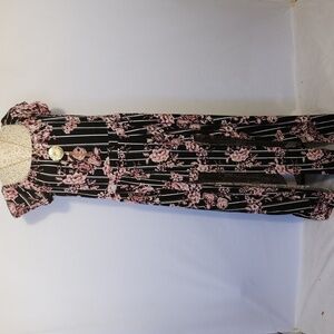 Hot Kiss Womens Pink Floral Print Short Sleeve Split Front Under Shorts Maxie 3X